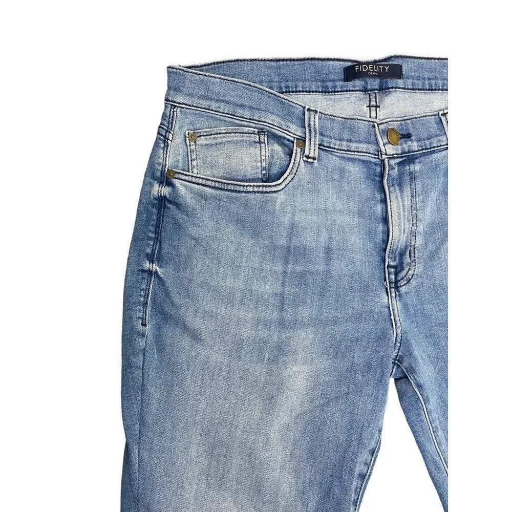 Fidelity Mens Torino Classic Straight Jeans Blue Stretch Light Wash Denim 34 New